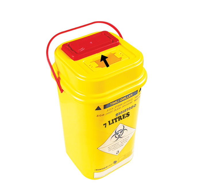 CONTENEUR EN PLASTIQUE POUR OBJETS TRANCHANTS