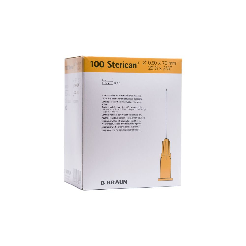 AIGUILLES STERICAN 20G 0,9X70MM JAUNE B/100